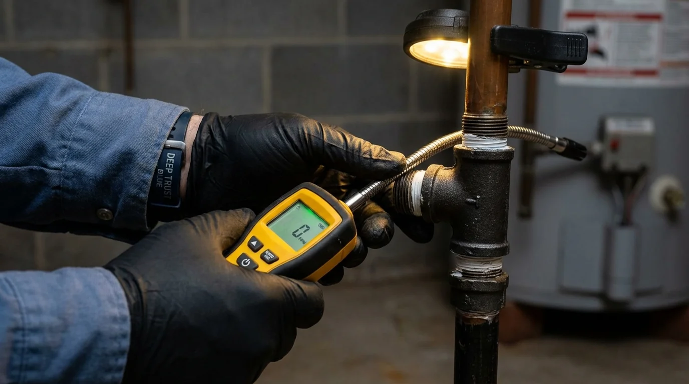 Gas leak detection with electronic sniffer by Johns Plumbing LLC in Idaho City
